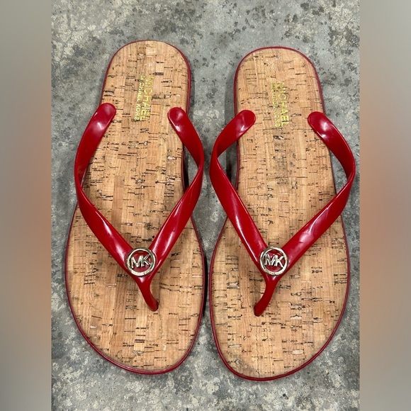Michael Kors Shoes - MICHAEL KORS Jet Set Jelly Thong Flip-Flop Sandals Red Women’s Size 8 Cork Sole